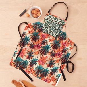 Tablier Maman le coeur de la famille Motif tropical