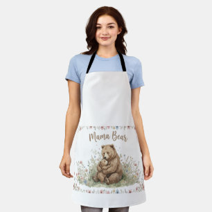 Tablier Maman Ourse et Ourson Fleur Aquarelle