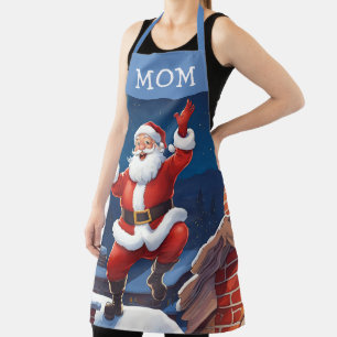 Tablier Maman Père Noël Dansant Sur Les Toits Bleus