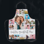 Tablier Maman photo collage typographie moderne simple sty<br><div class="desc">Mondes plus grand maman 16 multi photo moderne minimaliste simple typographie script unique élégant Fête des Mères,  anniversaire,  Noël,  Pâques,  remise des diplômes,  fin de l'année scolaire ou décoration design cadeau.</div>