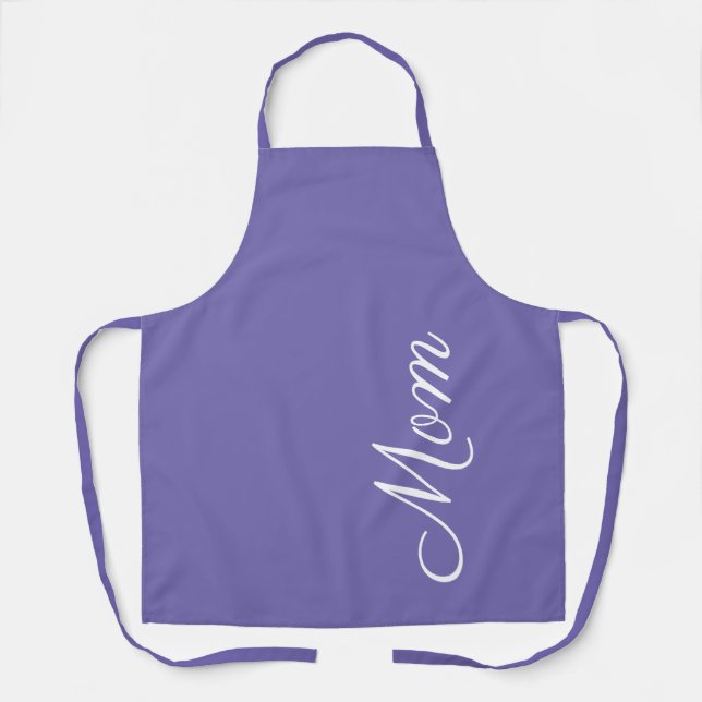 Tablier Maman Script Purple Cuisine blanche (Recto)