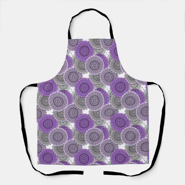Tablier mandala arabe motif rose violet à l'orientale (Recto)