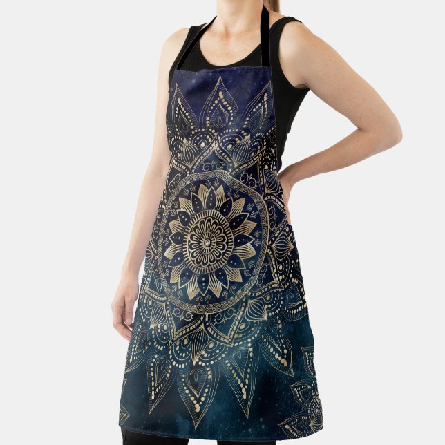 Tablier Mandala doré élégant Galaxie bleue (Insitu)