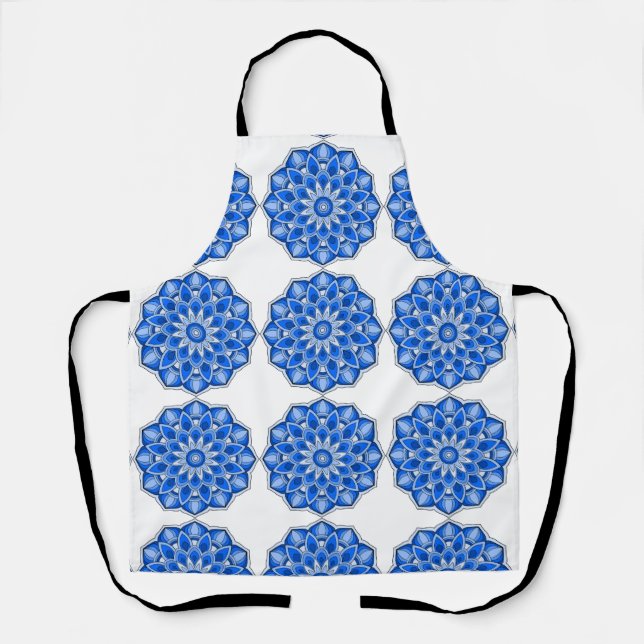 Tablier Mandala en bleu (Recto)