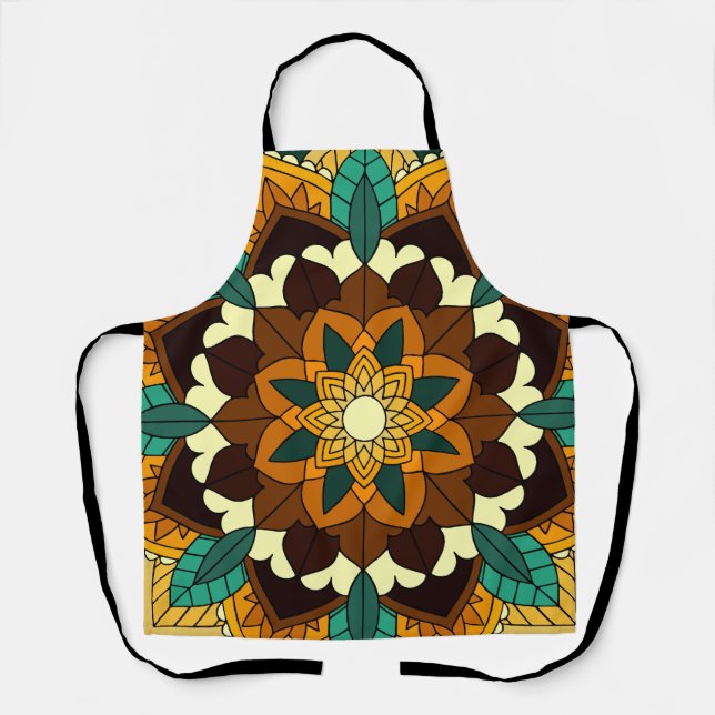 Tablier Mandala Motif 2002 en jaune et bronzette (Recto)