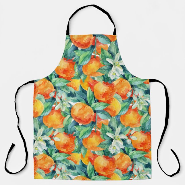 Tablier Mandarine Orange : Aquarelle Retro Illustration (Recto)