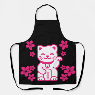 Tablier Maneki-neko japonais rose