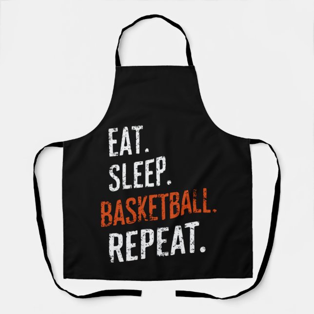 Tablier Manger Sommeil Basket-ball Répéter Rétro Vintage (Recto)