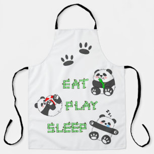 Tablier Mangez Jouer Sleep Cute Baby Panda Vie Confortable