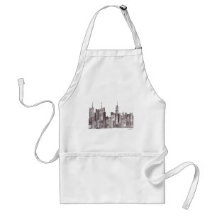 Tablier Manhattan New York couleur d'aquarelle Noir modern