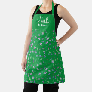Tablier Manicuriste personnalisé Nail Tech Green Apron