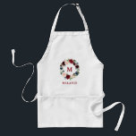 Tablier Maquillage Styliste cheveux Artiste Floral Rouge B<br><div class="desc">Styliste et maquillage - Aquarelle Burgundy Marsala Bleu Rouge Floral Monogramme et nom Apron</div>