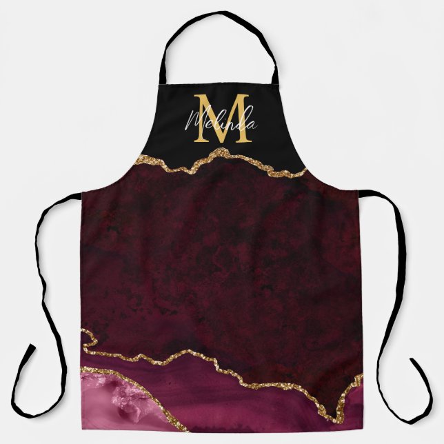 Tablier Marbre Agate Rouge et Or (Recto)