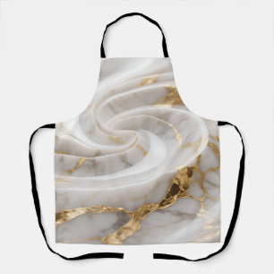 Tablier Marbre blanc avec motif tourbillonnant doré