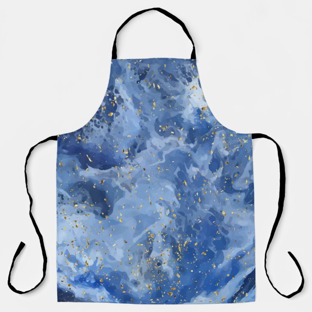 Tablier Marbre bleu et texture or (Recto)