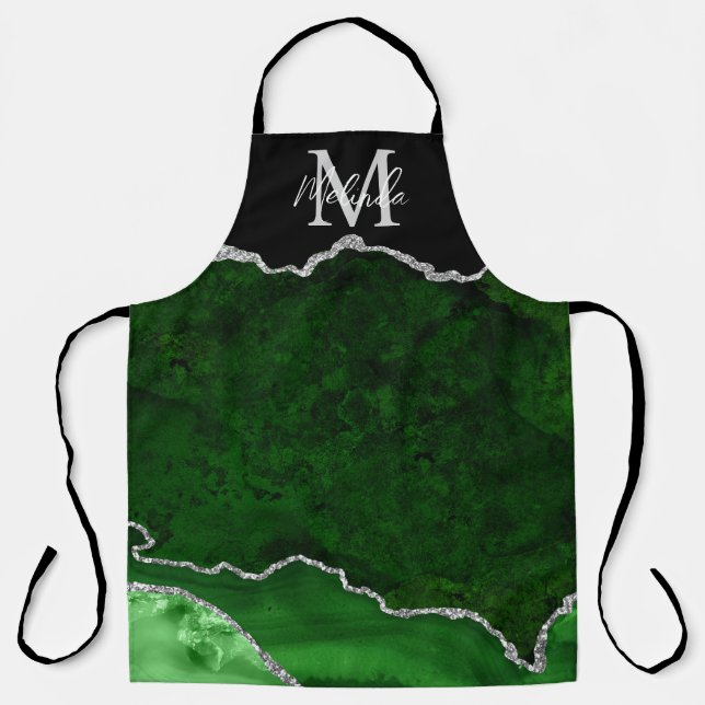 Tablier Marbre d'agate vert et argent (Recto)