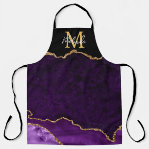 Tablier Marbre d'agate violet et or