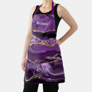 Tablier Marbre d'or violet Nom personnalisé Apron Cadeau
