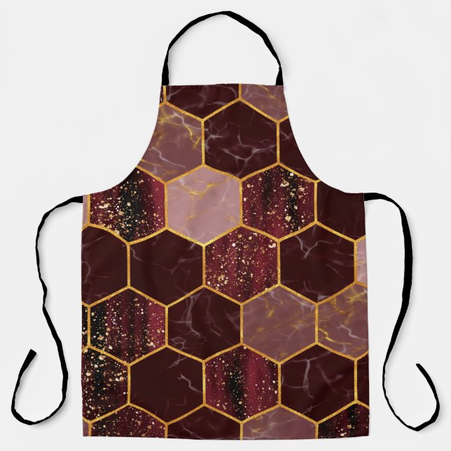 Tablier Marbre hexagone texture transparente avec or (Recto)