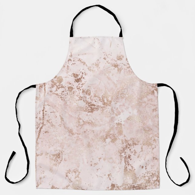 Tablier Marbre rose : arrière - plan de texture dorée. (Recto)