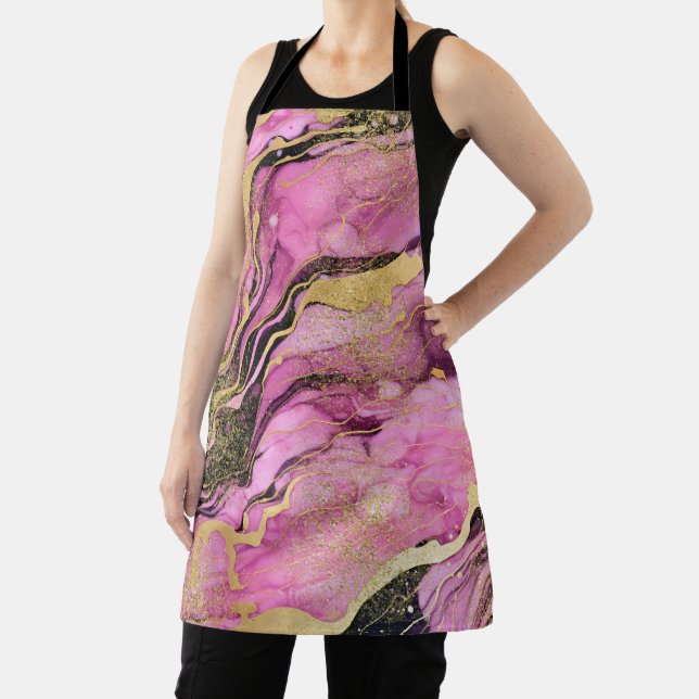 Tablier Marbre Violet Rose Noir Or (Insitu)