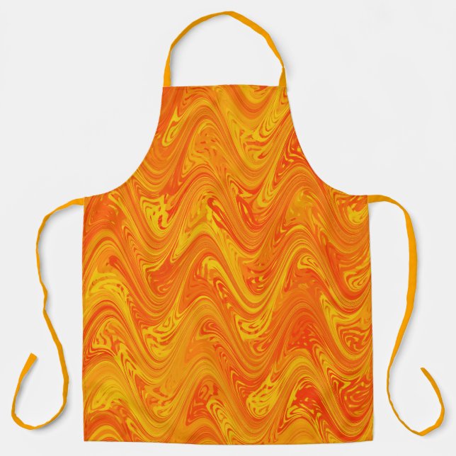 Tablier Marbrure Orange Jaune Rouge Motif (Recto)