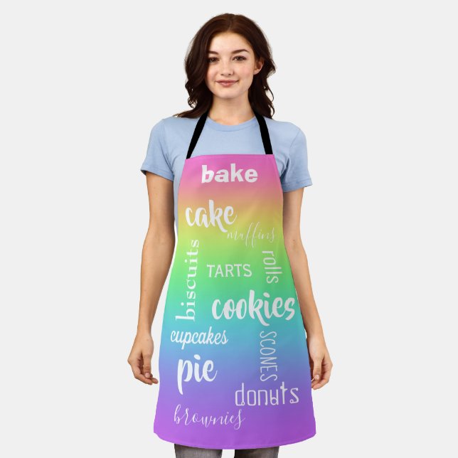 Tablier Marchandises cuites Mots Arc-en-ciel Cuisine Apron (Porté)
