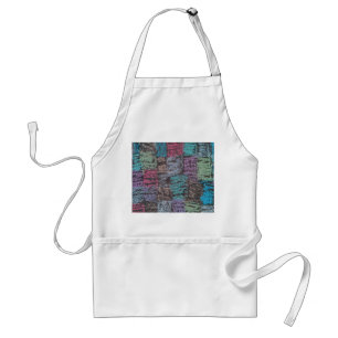 Tablier Marche sur le trottoir art en jaune blanc violet