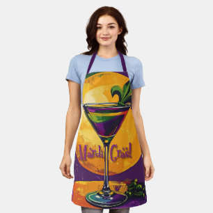 Tablier Mardi Gras de milieu de siècle Cocktail Fleur De L