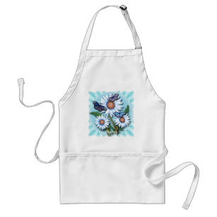 Tablier Marguerites bleues papillon