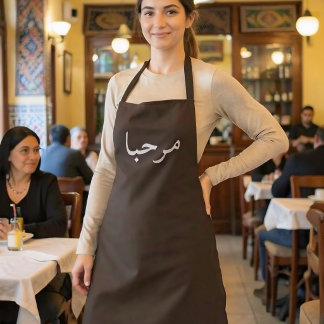 Tablier Marhaba (Bienvenue) Écriture Arabe | Café Noir