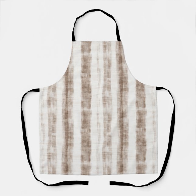 Tablier Mariage civil en tissu sicilien crème et beige ray (Recto)