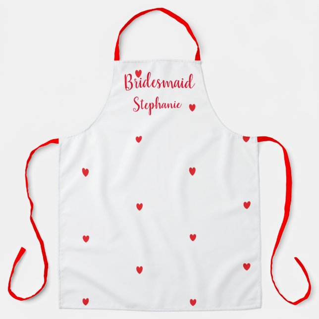Tablier Mariage de Bridesmaid Red Heart Motifs Personnalis (Recto)