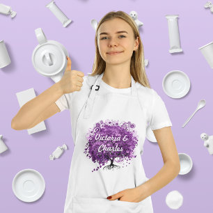 Tablier Mariage de l'arbre à feuilles de cœur violet de la