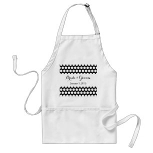 Tablier Mariage de points Polka noir et blanc