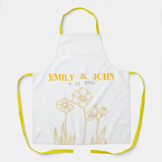 Tablier Mariage floral jaune et blanc