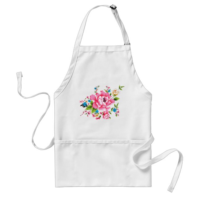 Tablier Mariage Pink Peony bouquet de fleurs (Devant)