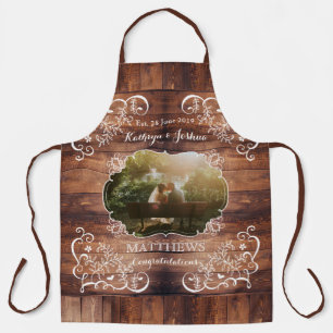 Tablier Mariage Rustic Woodland Photo Monogramme de pannea