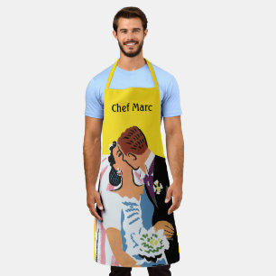 Tablier Mariage Vintage, Jeunes Mariés Baiser de la Mariée