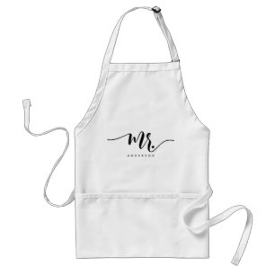 Tablier Marié Nouvellement Marié Personnalisé En Noir Et B
