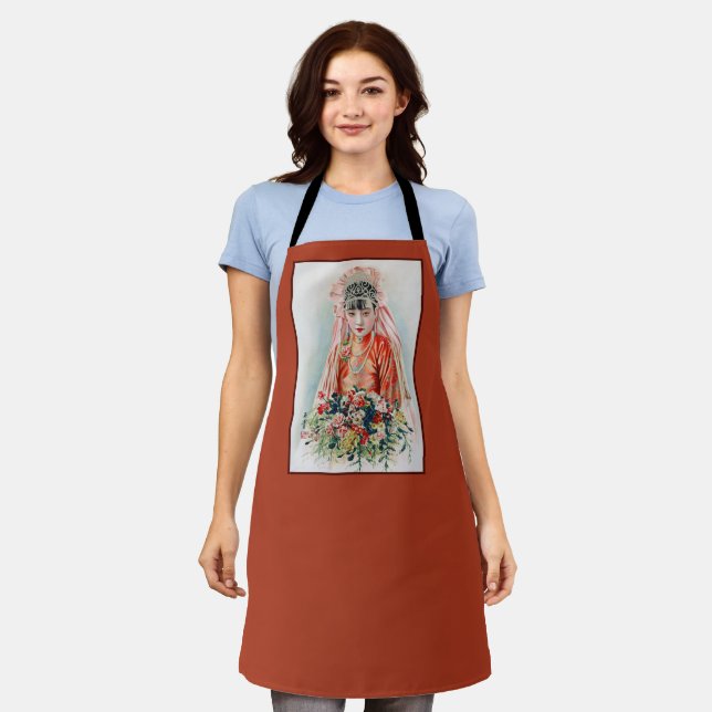 Tablier Mariée en rouge au Mariage chinois à Shanghai (Porté)