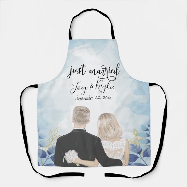 Tablier Mariés | Art de dos de couple personnalisé (Recto)