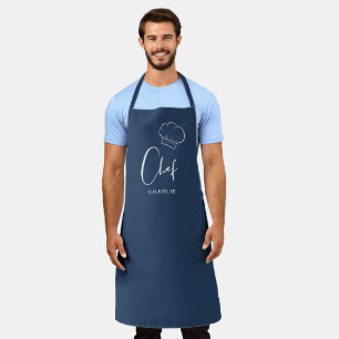 Tablier Marine bleu mignon casquette et script chef person