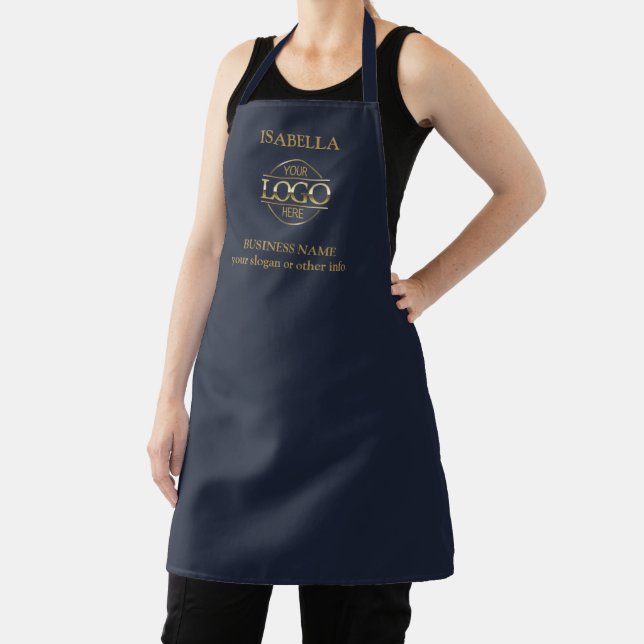 Tablier Marine Blue & Gold Custom Company Logo Monogramme (Insitu)
