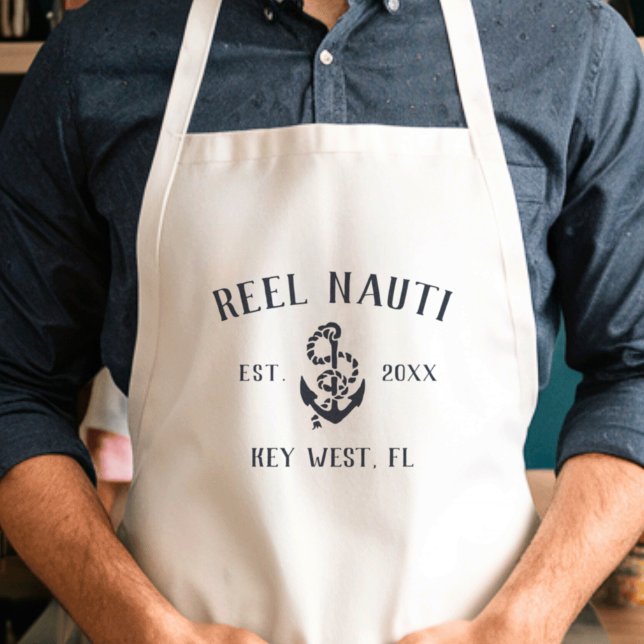 Tablier Marine Blue Rustic Ancre Nom du bateau personnalis (Créateur téléchargé)