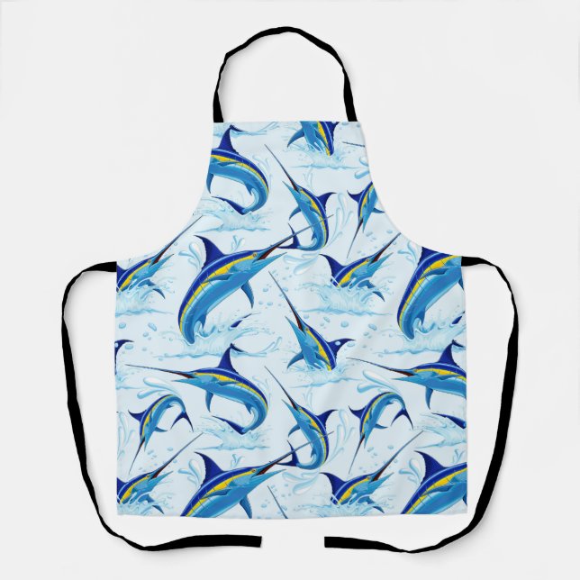 Tablier Marlin Bleu Jaillissant de l'Océan (Recto)