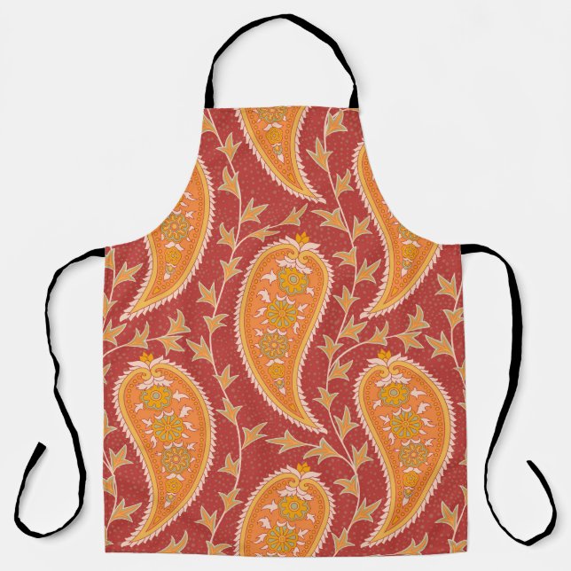Tablier Maroon Paisley : Ornement de Concombre Turc. (Recto)