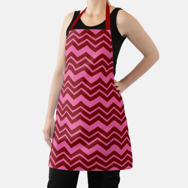 Tablier Maroon Red Pink Chevron Zigzag Design  (Insitu)