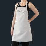Tablier Marque de monogramme chic personnalisée en blanc c<br><div class="desc">Tablier de cuisine personnalisé en blanc cassé avec texte de monogramme moderne et élégant en couleur unie, chic et féminin, texte noir et blanc cassé. Personnalisez-le avec un nom, une citation, une phrase ou un texte. Idéal pour les cuisiniers, les chefs, la poterie, la céramique, l'artisanat, le travail, la cuisine,...</div>