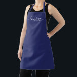 Tablier Marque-page personnalisé bleu marine écriture manu<br><div class="desc">Tablier de cuisine personnalisé bleu marine écriture moderne manuscrite nom texte monogramme couleur unie simple féminin élégant chic bleu marine et blanc. Personnalisez-le avec un nom, une citation, une phrase ou un texte. Idéal pour les cuisiniers, les chefs, la poterie, la céramique, l'artisanat, le travail, la cuisine, la pâtisserie, le...</div>
